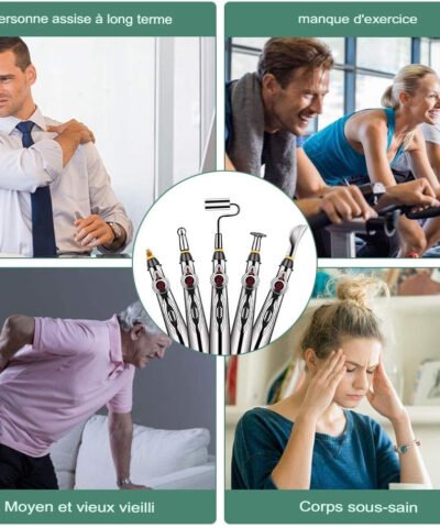 Stylo d'acupuncture 5 en 1 multifonction électronique pour le soulagement de la douleur par thérapie énergétique de massage